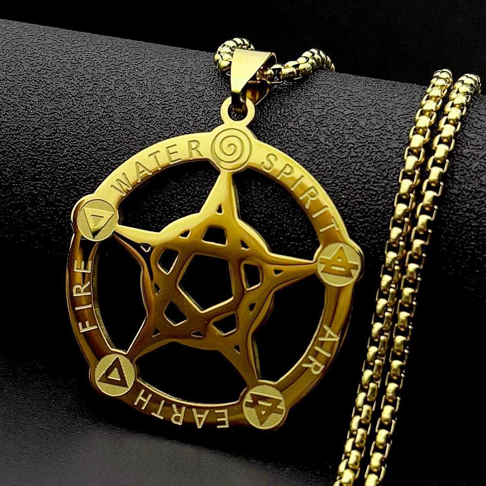 Alchemy Pentagram Five Elements Necklace Wicca Talisman-MoonChildWorld