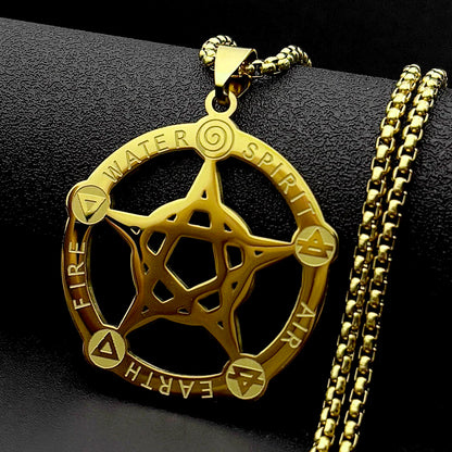 Alchemy Pentagram Five Elements Necklace Wicca Talisman-MoonChildWorld