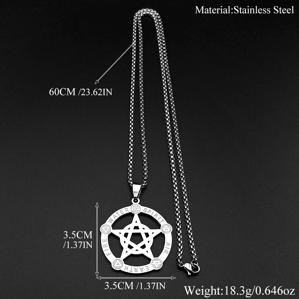 Alchemy Pentagram Five Elements Necklace Wicca Talisman-MoonChildWorld