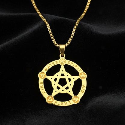 Alchemy Pentagram Five Elements Necklace Wicca Talisman-MoonChildWorld