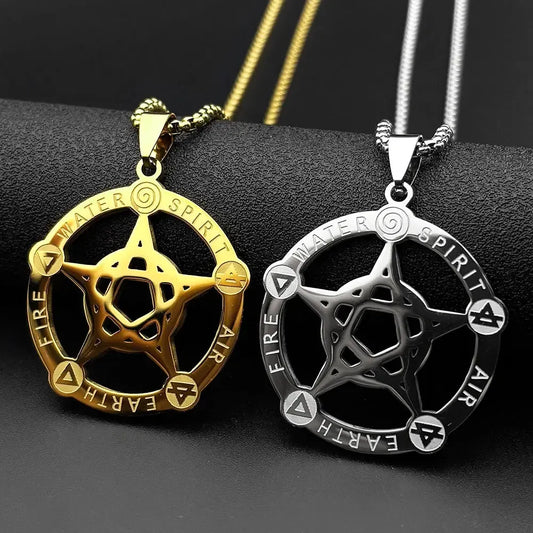 Alchemy Pentagram Five Elements Necklace Wicca Talisman-MoonChildWorld