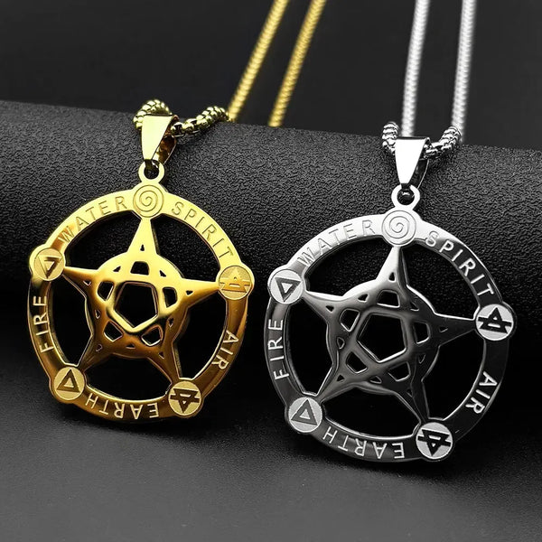 Alchemy Pentagram Five Elements Necklace Wicca Talisman-MoonChildWorld