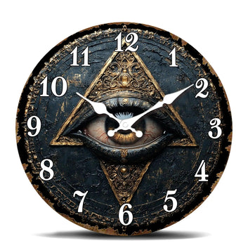 All-Seeing Eye within Triangle Clock - Mystical Occult Symbol Wooden Wall Clock-MoonChildWorld
