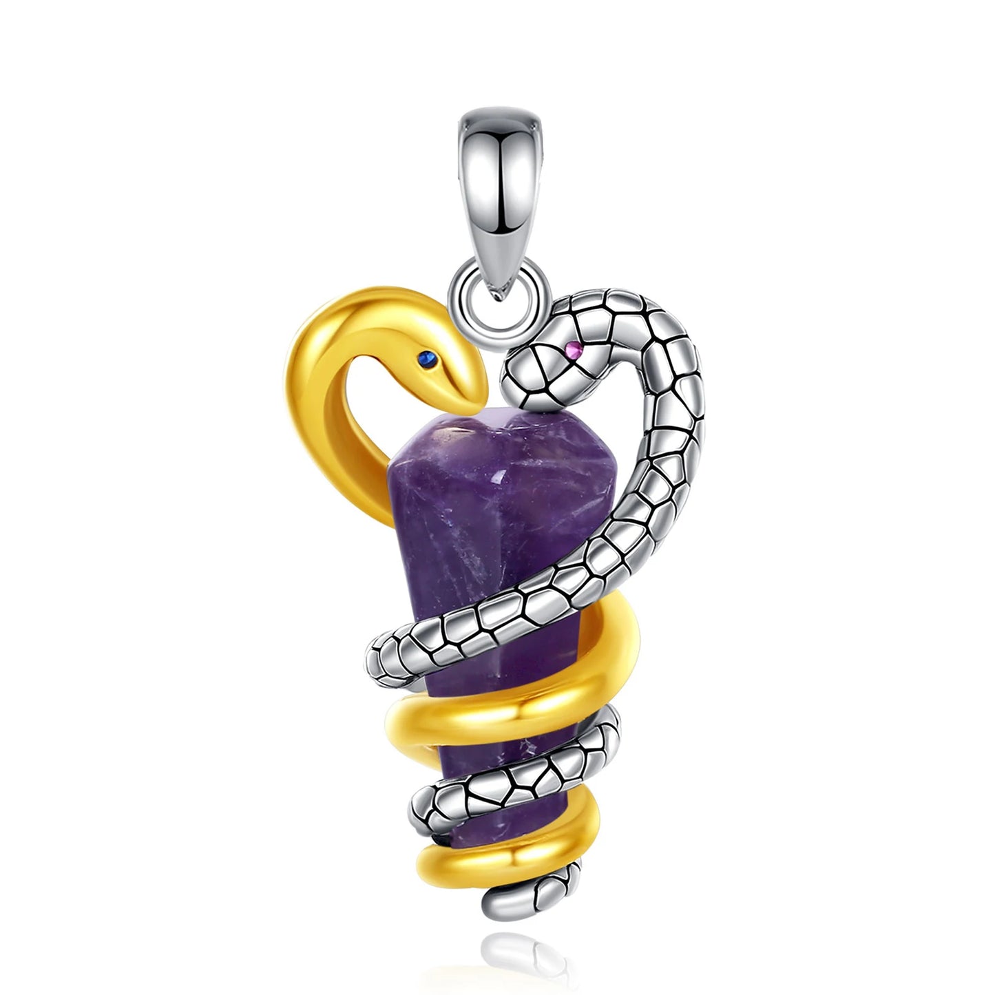 Amethyst Snake Necklace Energy Healing Crystal Stone Witchy Necklace Pagan Jewelry Spiritual Gift for Witch-MoonChildWorld