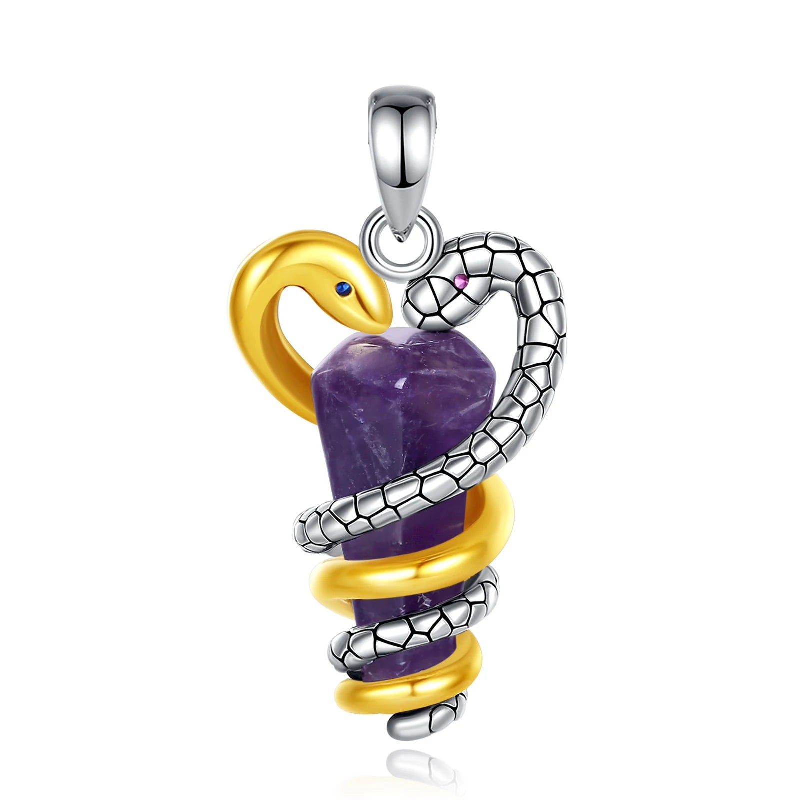 Amethyst Snake Necklace Energy Healing Crystal Stone Witchy Necklace Pagan Jewelry Spiritual Gift for Witch-MoonChildWorld