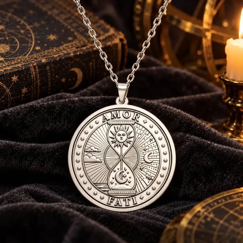 Amor Fati Necklace - Sun Moon Hourglass Talisman Pendant