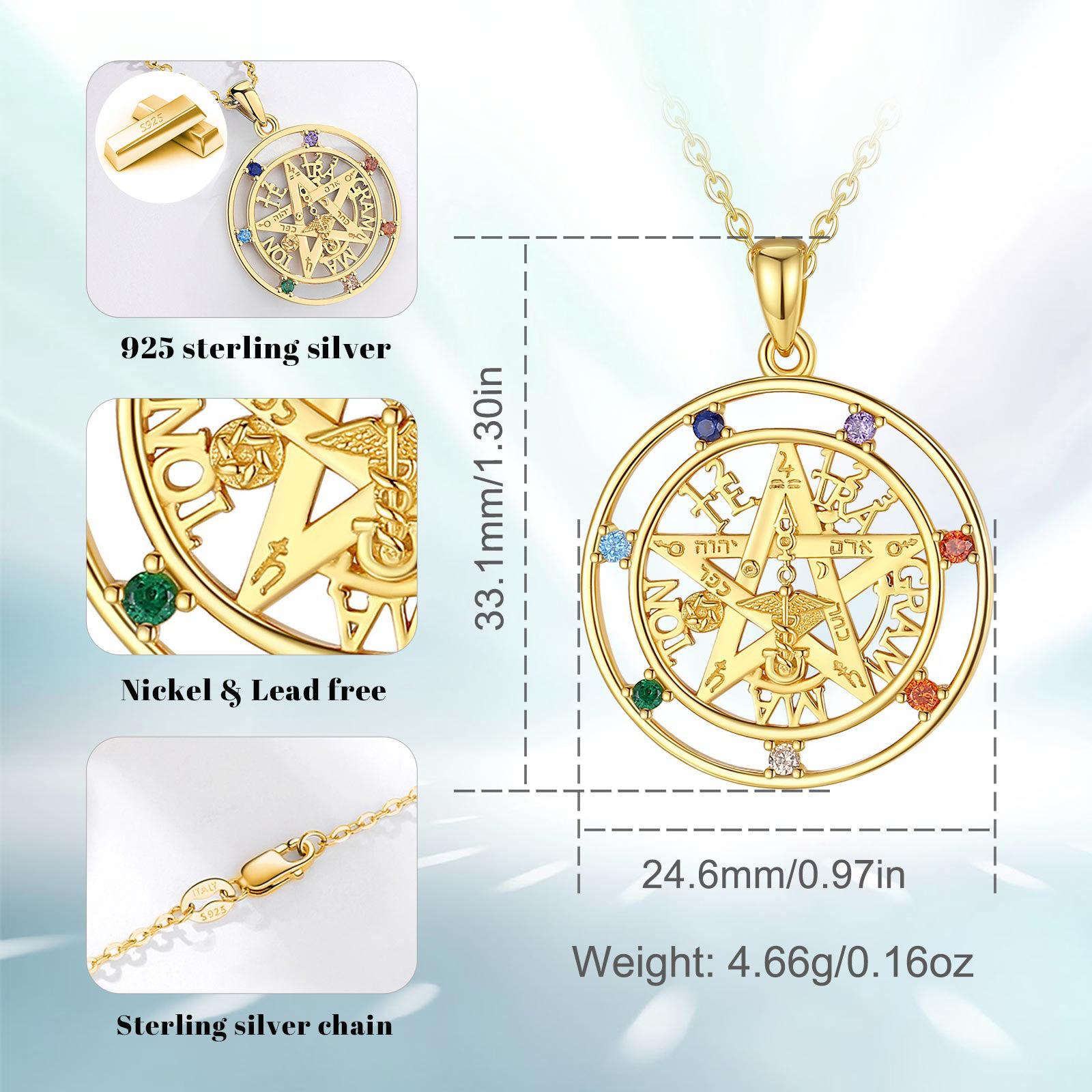 Amulet 7 Color Chakra Pentacle Necklace 18K Gold-MoonChildWorld