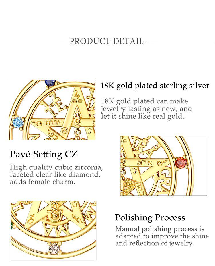 Amulet 7 Color Chakra Pentacle Necklace 18K Gold-MoonChildWorld