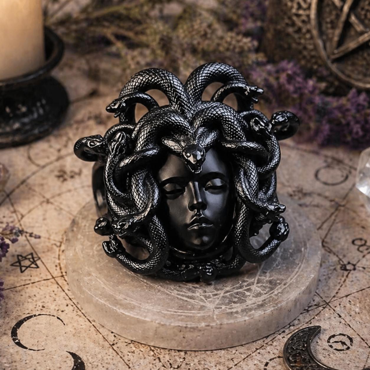 Ancient Greek Medusa Queen Ring Greek Mythology Jewelry-MoonChildWorld