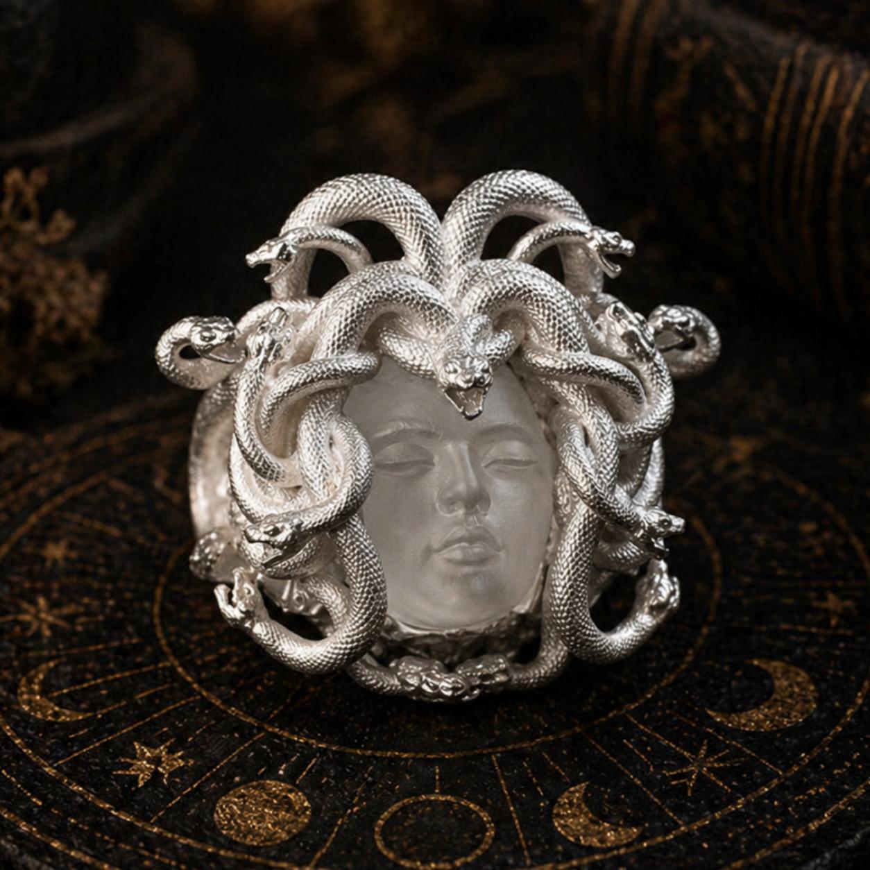 Ancient Greek Medusa Queen Ring Greek Mythology Jewelry-MoonChildWorld
