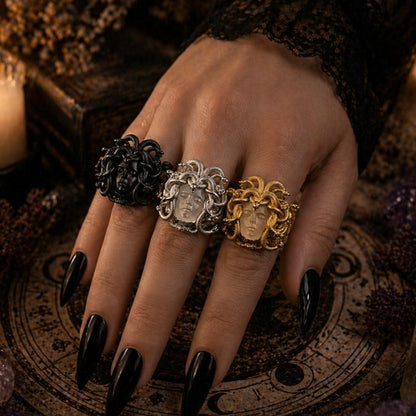 Ancient Greek Medusa Queen Ring Greek Mythology Jewelry-MoonChildWorld