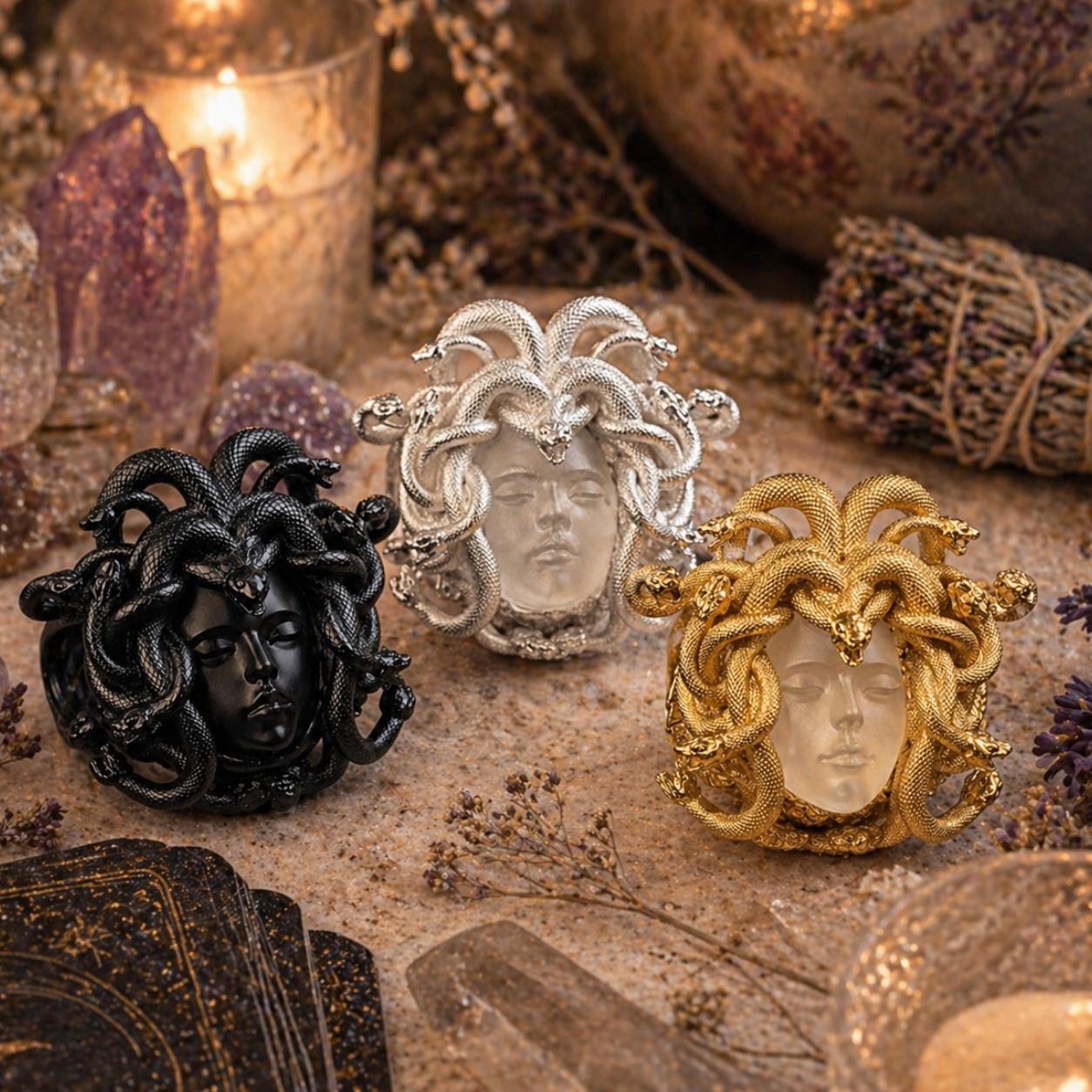 Ancient Greek Medusa Queen Ring Greek Mythology Jewelry-MoonChildWorld