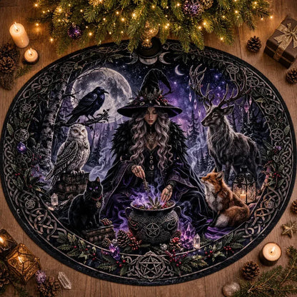 Spirit Animals Yule Tree Skirt – Pagan Witch Gothic Decor_mockup_2.webp