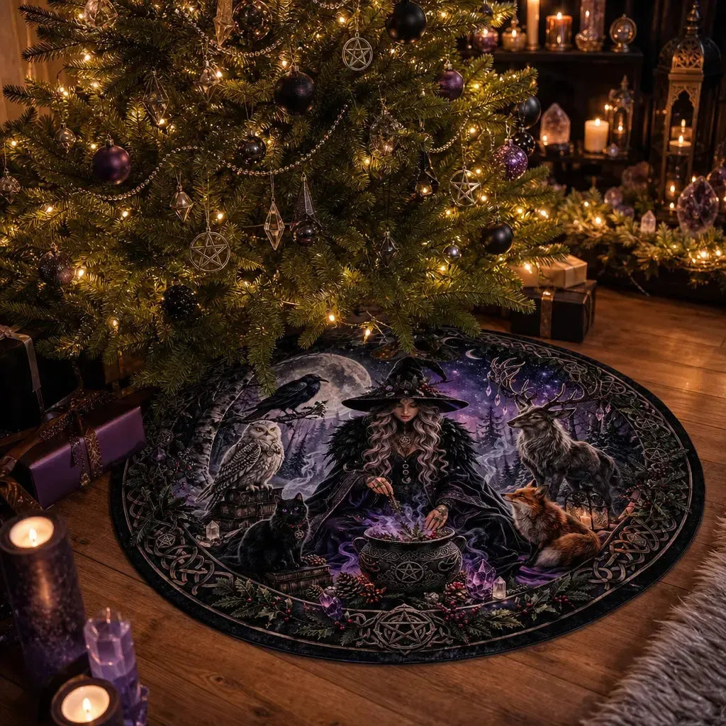 Spirit Animals Yule Tree Skirt – Pagan Witch Gothic Decor_mockup_3.webp