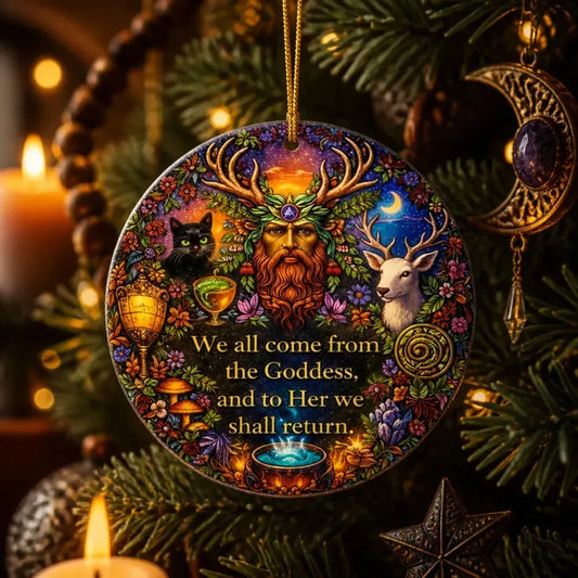 Pagan Goddess Yule Ceramic Ornament – Wiccan Holiday Tree Decor_mockup_1.webp
