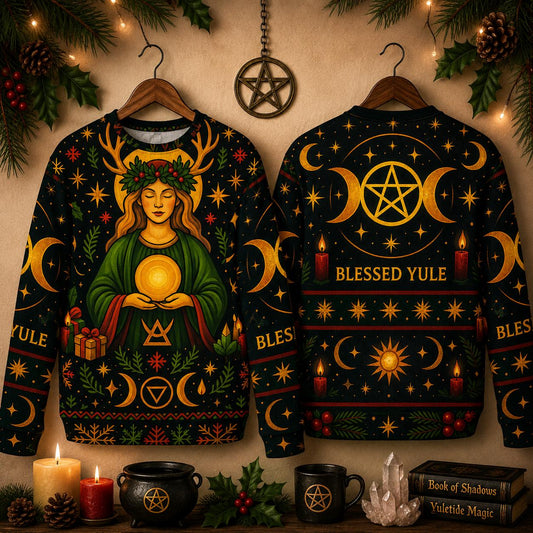 Yule Goddess Pagan Sweatshirt Wicca Christmas Sweater-MoonChildWorld