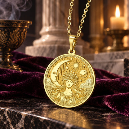 Aphrodite Goddess Coin Pendant Necklace — ritual scene detail 2