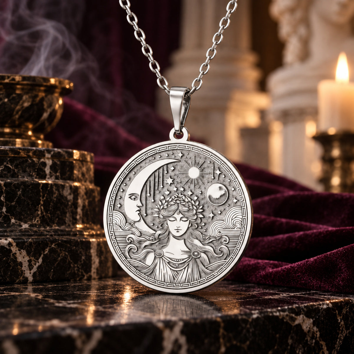 Aphrodite Goddess Coin Pendant Necklace — ritual scene detail 3