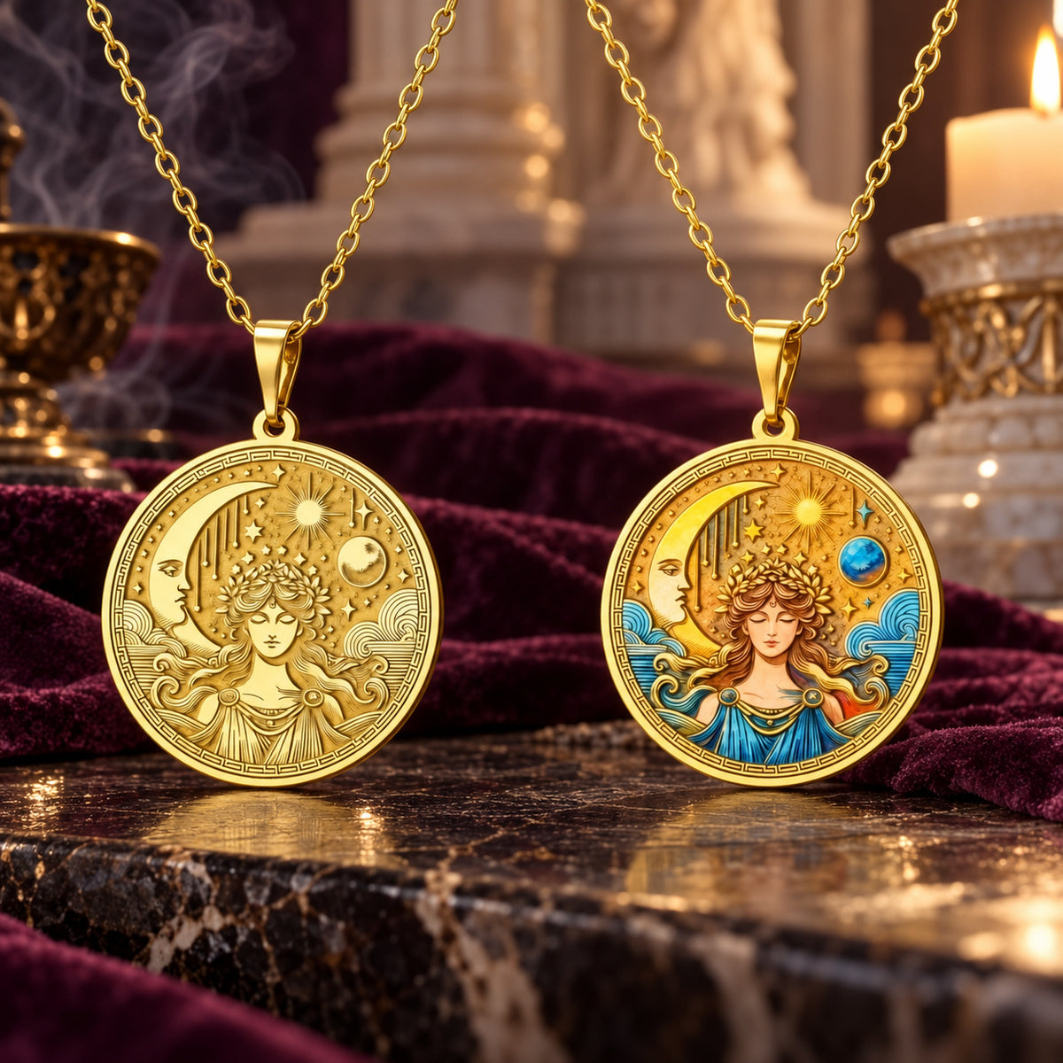 Aphrodite Goddess Coin Pendant Necklace — ritual scene detail 4
