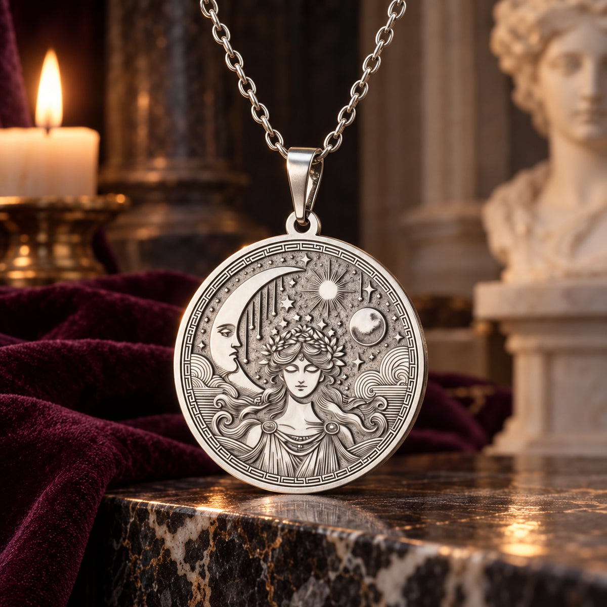 Aphrodite Goddess Coin Pendant Necklace — ritual scene detail 6