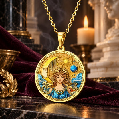 Aphrodite Goddess Coin Pendant Necklace — ritual scene detail 1