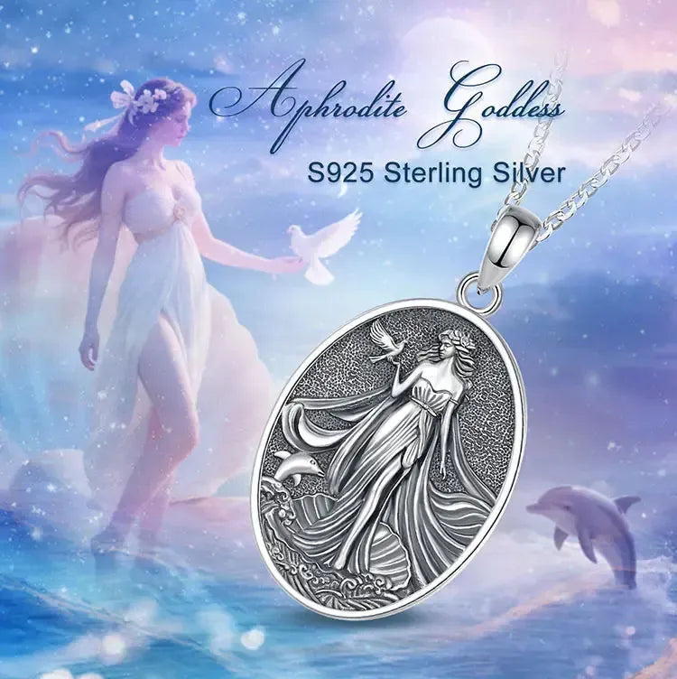 Aphrodite goddess pendant with mythological artwork