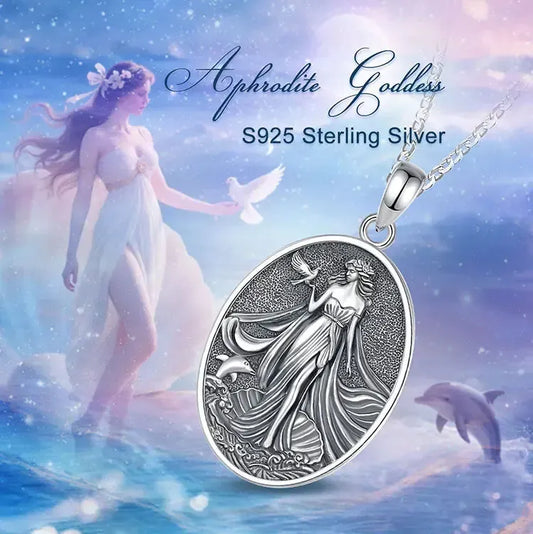 Aphrodite goddess pendant with mythological artwork