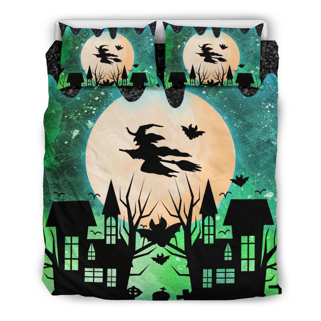 Flying Witch Halloween Bedding Set-MoonChildWorld