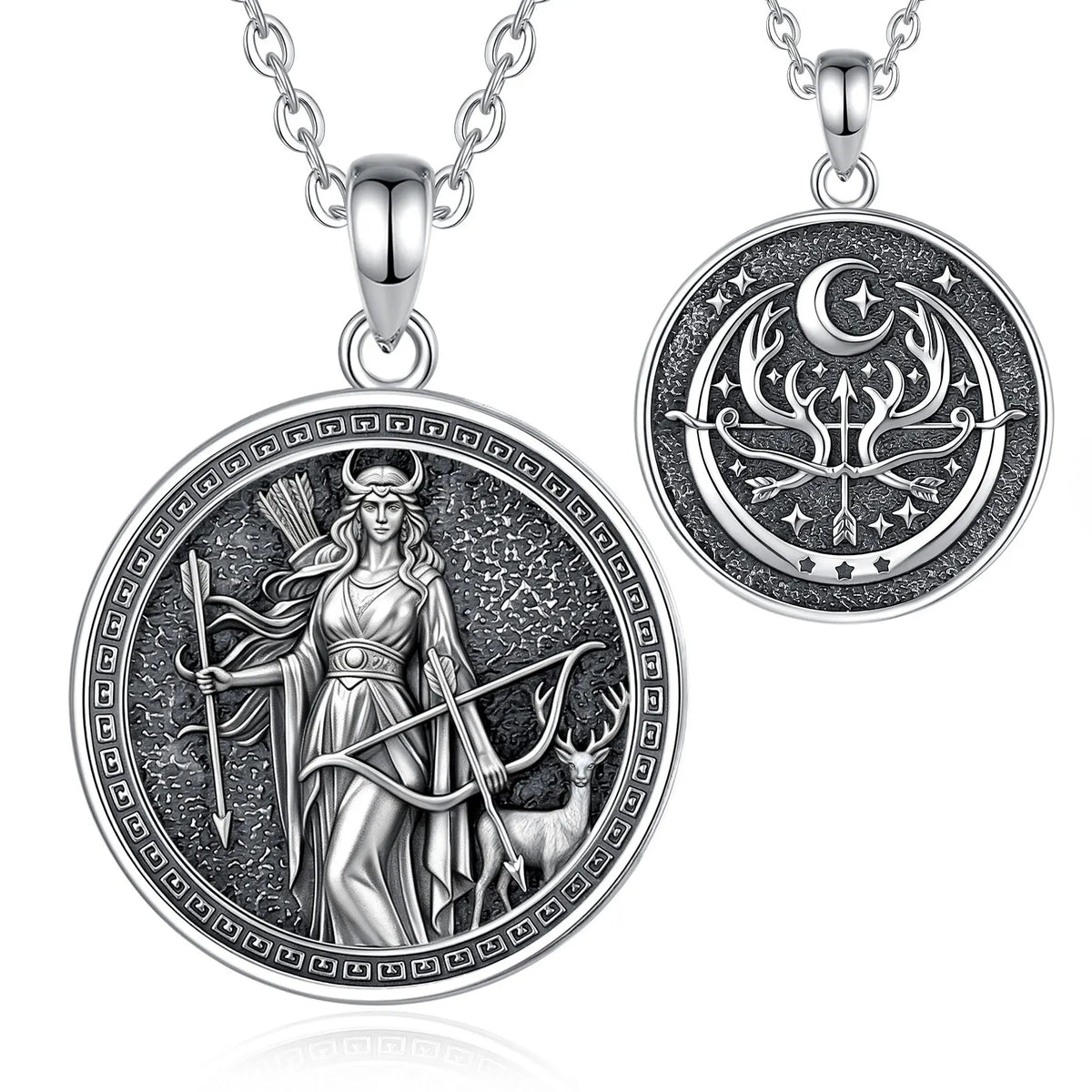 Artemis huntress goddess necklace in 925 sterling silver