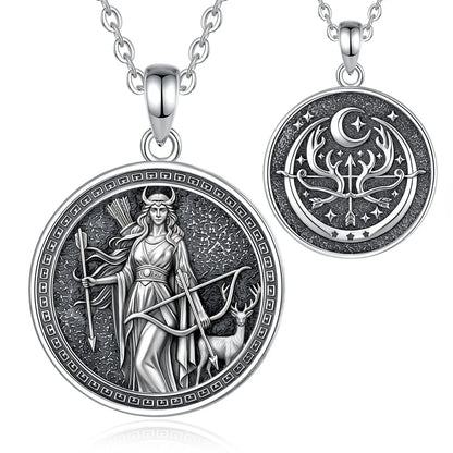 Artemis huntress goddess necklace in 925 sterling silver