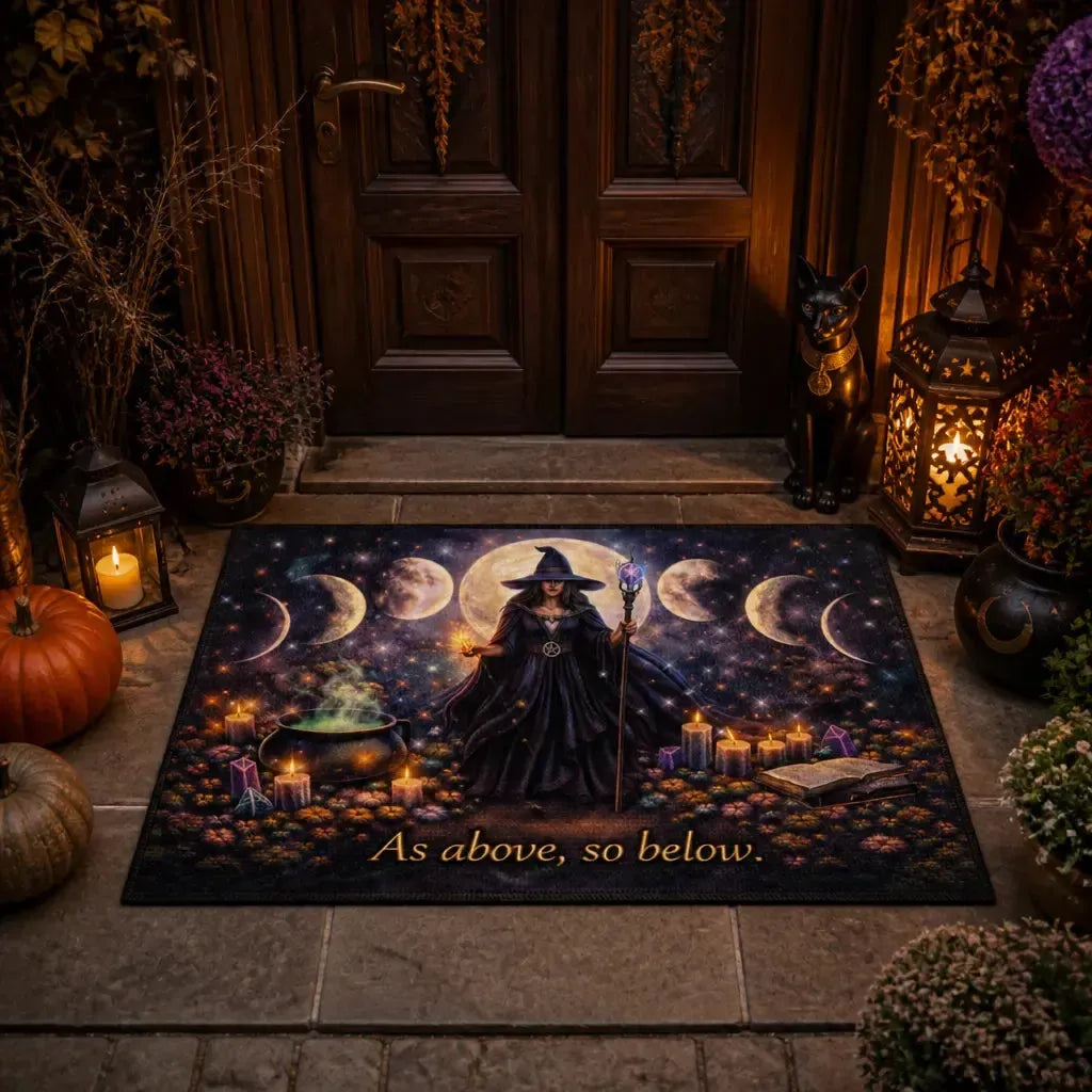 Moon Phases Witch Doormat – Wicca Pagan Welcome Mat for Witchy Home Decor_mockup_1.webp