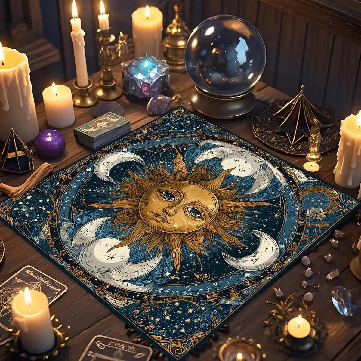 Astrological Sun Moon Wicca Altar Cloth - Witch Tarot Tablecloth for Reading Divination Pagan Home Decor-MoonChildWorld