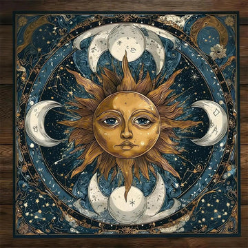 Astrological Sun Moon Wicca Altar Cloth - Witch Tarot Tablecloth for Reading Divination Pagan Home Decor-MoonChildWorld