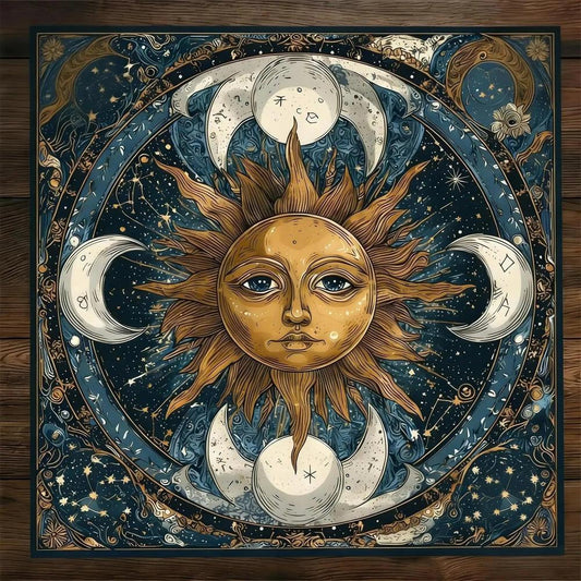 Astrological Sun Moon Wicca Altar Cloth - Witch Tarot Tablecloth for Reading Divination Pagan Home Decor-MoonChildWorld