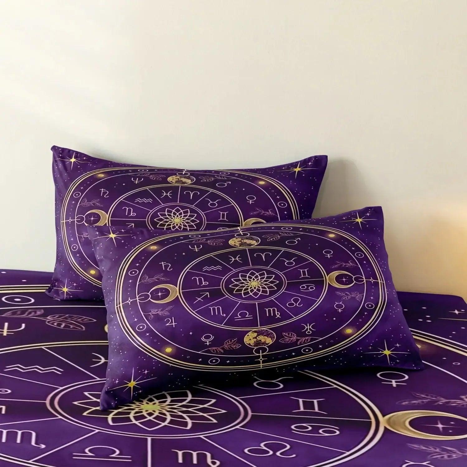 Astrology 12 Zodiac Signs Duvet Cover Set Constellations Bedding Set Spiritual Home Decor-MoonChildWorld