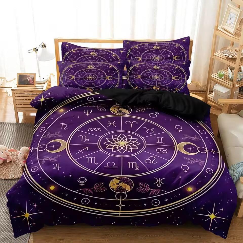 Astrology 12 Zodiac Signs Duvet Cover Set Constellations Bedding Set Spiritual Home Decor-MoonChildWorld