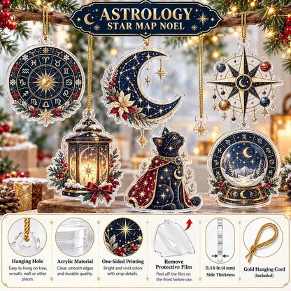 Astrology Star Map Acrylic Ornament Set – Zodiac Christmas Decor – ornament size and details