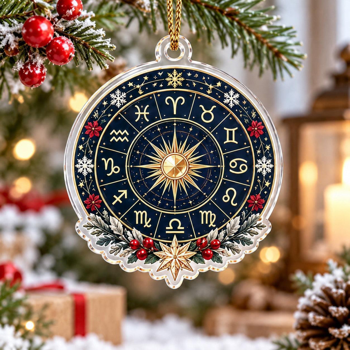 Astrology Star Map Acrylic Ornament Set – Zodiac Christmas Decor – Zodiac Sun Wheel ornament