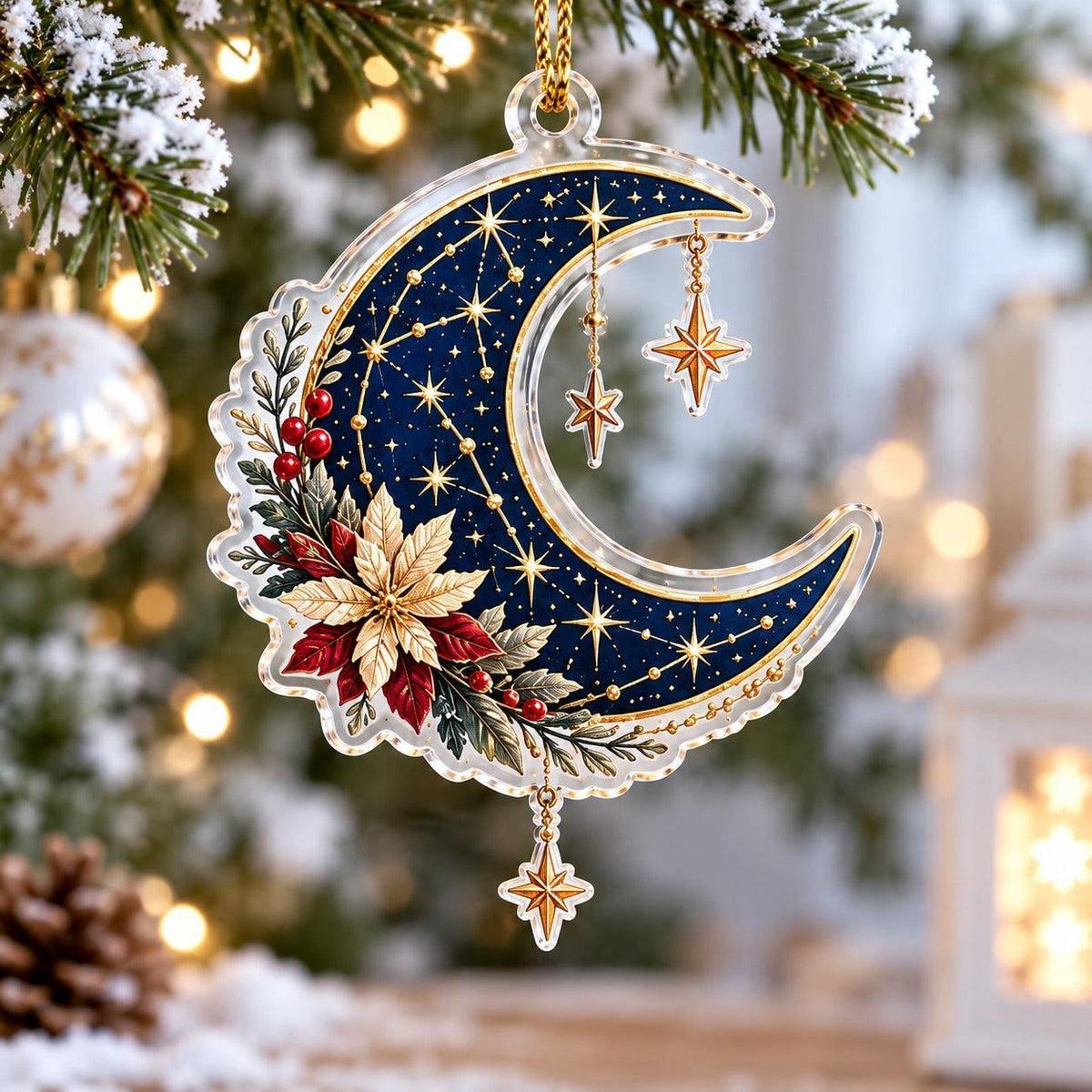 Astrology Star Map Acrylic Ornament Set – Zodiac Christmas Decor – Constellation Moon ornament