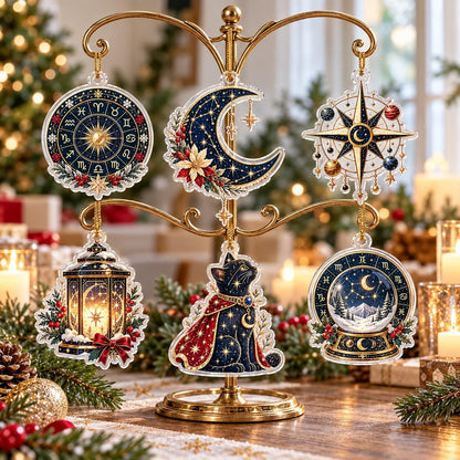 Astrology Star Map Acrylic Ornament Set – Zodiac Christmas Decor – set of 6, another view