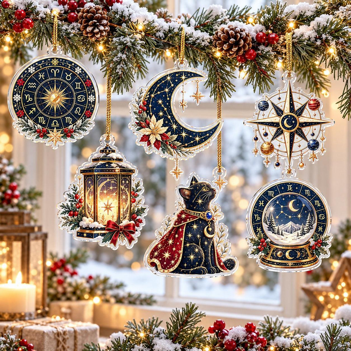 Astrology Star Map Acrylic Ornament Set – Zodiac Christmas Decor – set of 6 acrylic ornaments