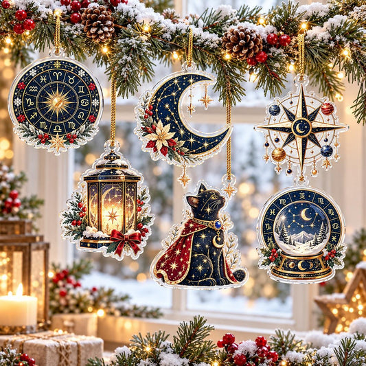 Astrology Star Map Acrylic Ornament Set – Zodiac Christmas Decor – set of 6 acrylic ornaments