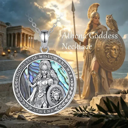 Athena pendant with Greek temple and goddess artwork