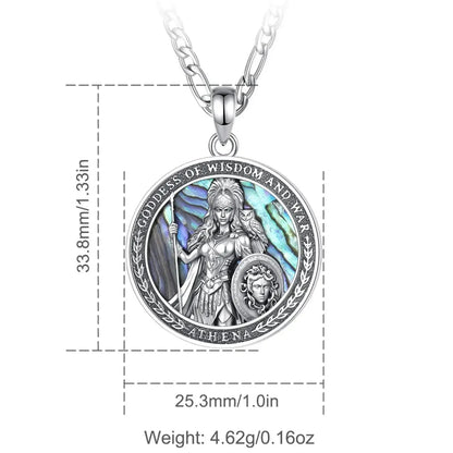 Athena pendant size diagram, 33.8 by 25.3 mm