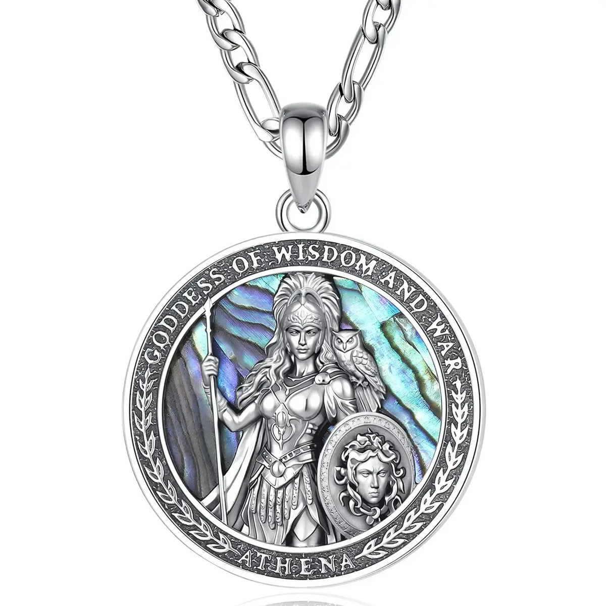 Athena necklace front view with chain