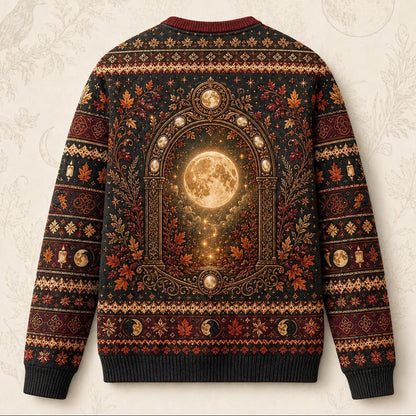 Autumn Arch Sweater Raven Harvest Moon Rust Gothic Knit back view