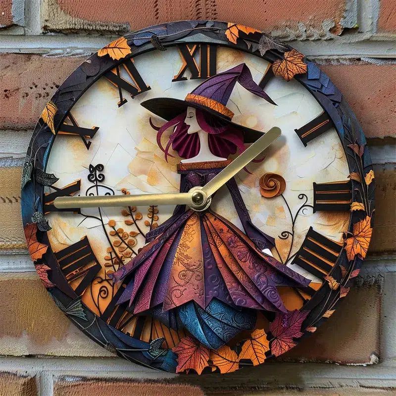 Autumn Witch Wall Clock Mystical Wall Clock-MoonChildWorld