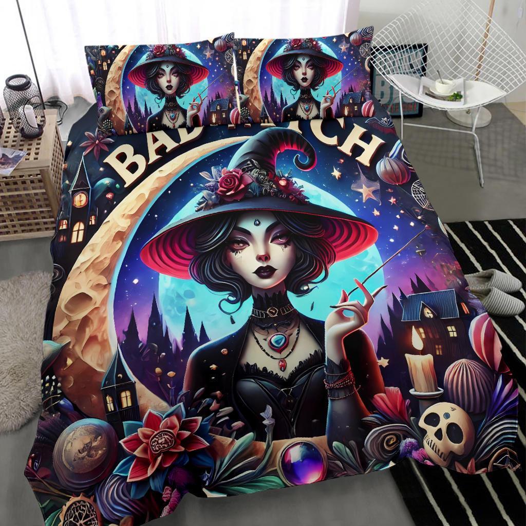 Bad Witch Gothic Bedding Set for Halloween Decor-MoonChildWorld