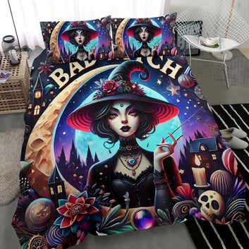 Bad Witch Gothic Bedding Set for Halloween Decor-MoonChildWorld