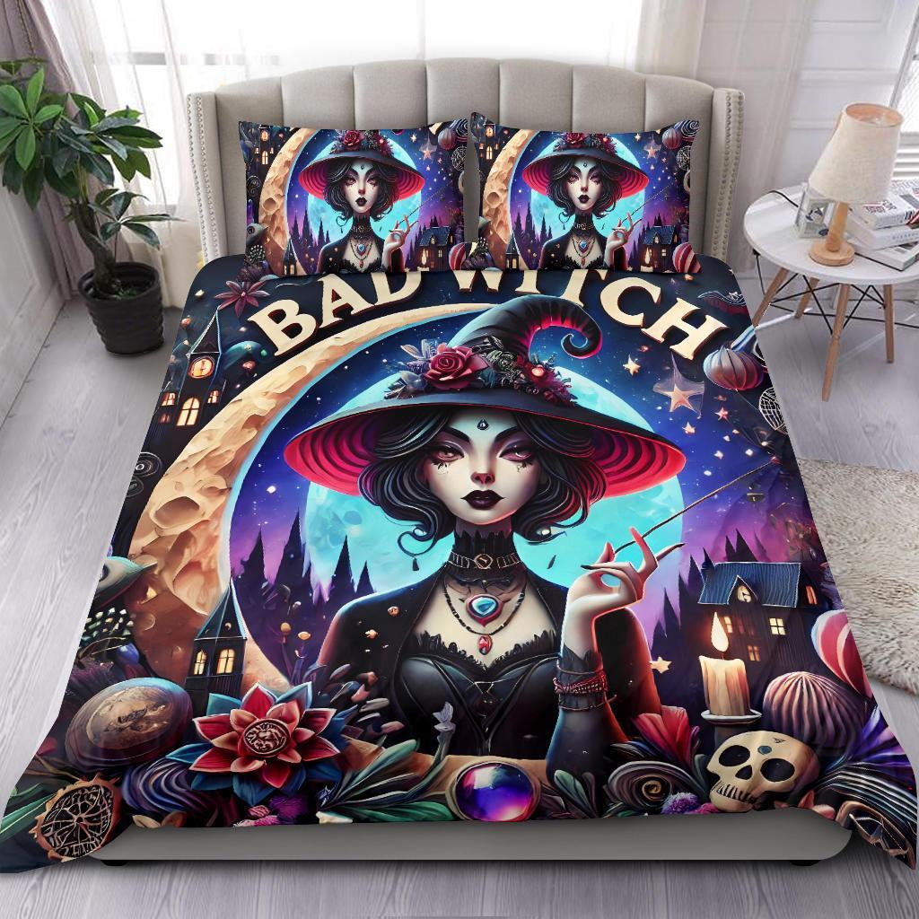 Bad Witch Gothic Bedding Set for Halloween Decor-MoonChildWorld